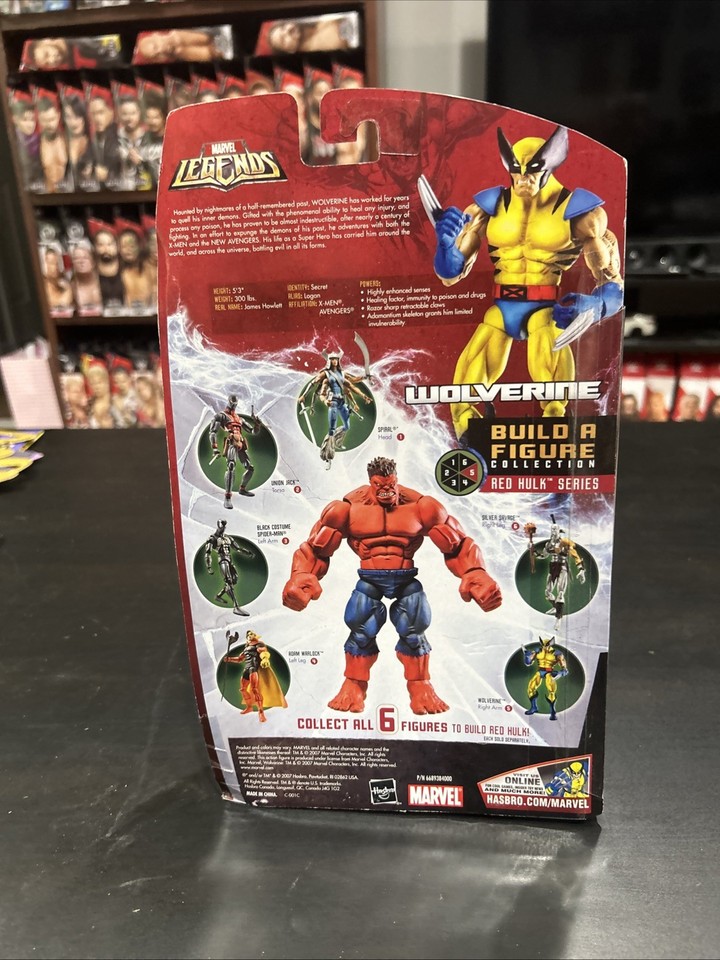 Marvel Legends Build A Figure Collection Red Hulk Series 15cm Tall Action Figure - Variant Wolverine in Black Costume Plus Red Hulk's Right Arm