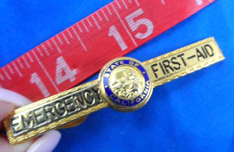 Emergency First Aid California Tie Clip Clasp Goldtone EMT Paramedic Officer