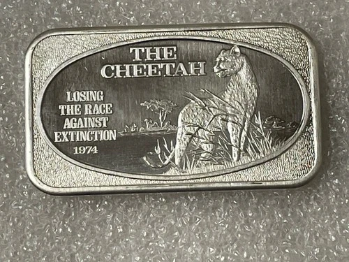 Vintage 1974 USSC The Cheetah- 1 Troy Oz .999 Fine Silver Bar- Serial #0142