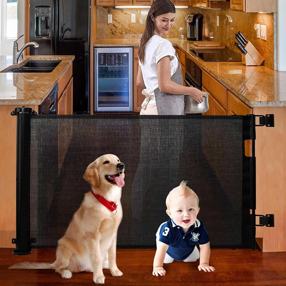 Convenient Wall-Mounted Retractable Baby & Pet Gate 150x86CM - Easy Install - Image 4 of 4