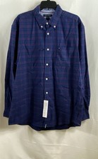 Tommy Hilfiger Men's Blue Plaid Long Sleeve Classic Fit Stretch Shirt NWT XL