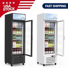 Commercial 11.3 Cu.Ft Glass Door Beverage Cooler LED Light Adjustable Shelves