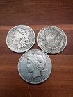 lot of 3 cull morgan and peace dollars