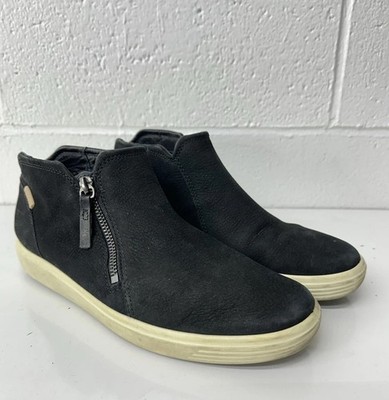 Ecco Soft 7 Womens Booties Black Nubuck Leather Side Zip Ankle Boots 41 / 10.5
