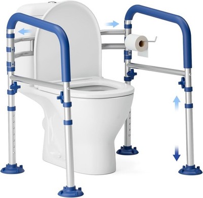 Foldable Toilet Safety Rails 350lb, Adjustable Frame for Elderly Disabled