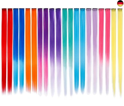 HEMIKS 20 Stück Haarsträhnen zum Einklipsen, 22 Zoll Bunte Haarverlängerung Clip in Ex