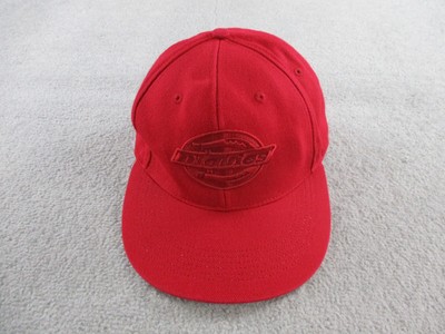 Dickies Hat Cap Fitted Adult Mens Red Logo Embroidered Skater Y2K Flat Bill Brim