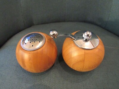 Core Brand Bamboo Wood Pepper Mill And Salt Shaker Round Mod Retro 3 X 3  | eBay