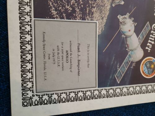 PROYECTO DE PRUEBA APOLLO-SOYUZ / CERTIFICADO DE TESTIGO ASTP HOMBRE NOMBRADO - Imagen 3 de 4