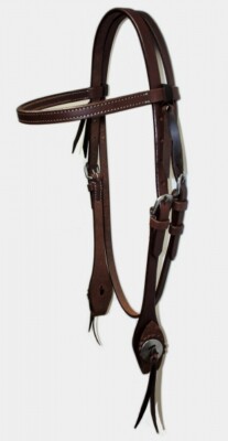 EE TACK Stirnband Arbeitszaum mit Conchos aus geöltem Leder Westerntrense