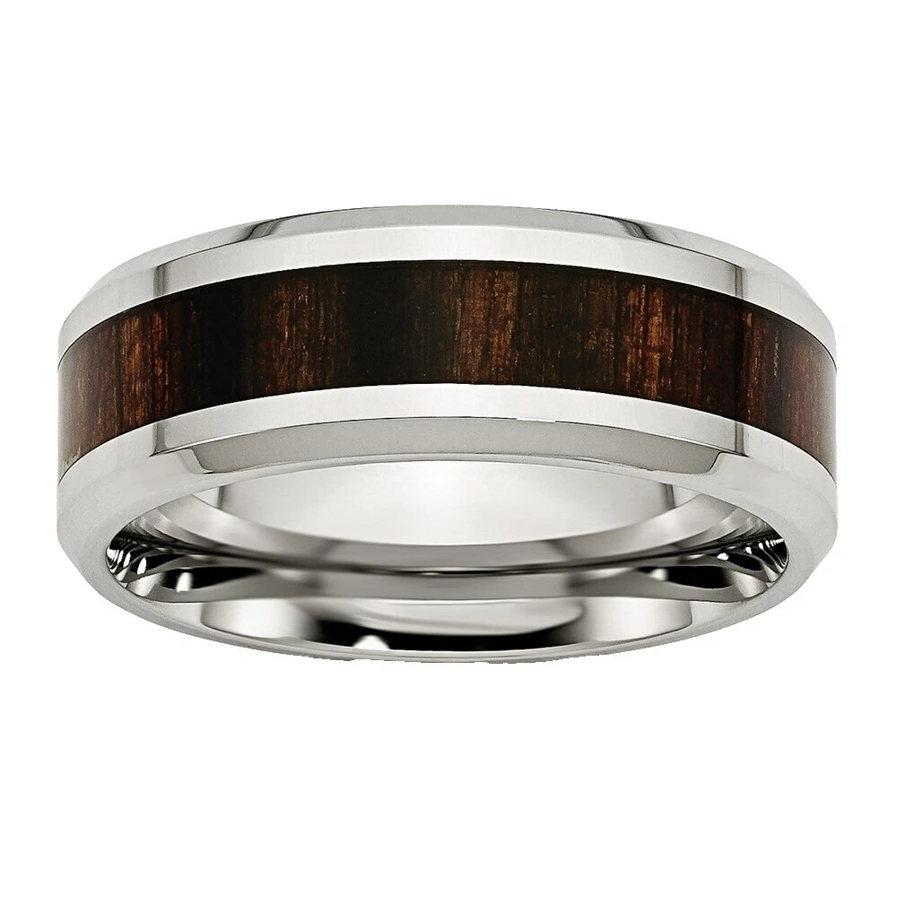 Anillos de Moda de Acero Inoxidable Negro de madera