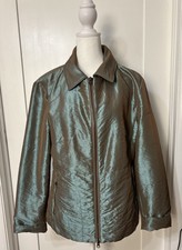 Women’s Coat Spanner Medium Iridescent Waist Length Teal Brown Jacket All Season