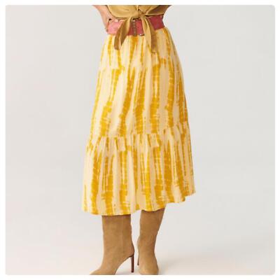 NWT ba&sh Kylie Tie Dye Tiered Midi Skirt Yellow Women s XS