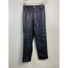 Forever 21 Faux Leather Cargo Pants Womens sz XS Black Moto Y2k 90s Contemporary