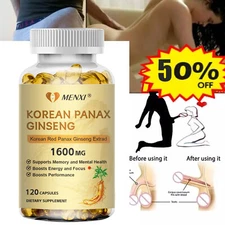 Korean Red Panax Ginseng 1600mg 120 Capsules - Extra Strength NON-GMO No Fillers