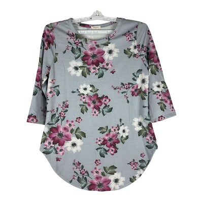 12PM By Mon Ami Womens Floral 3/4 Sleeve Tunic Top - Size L