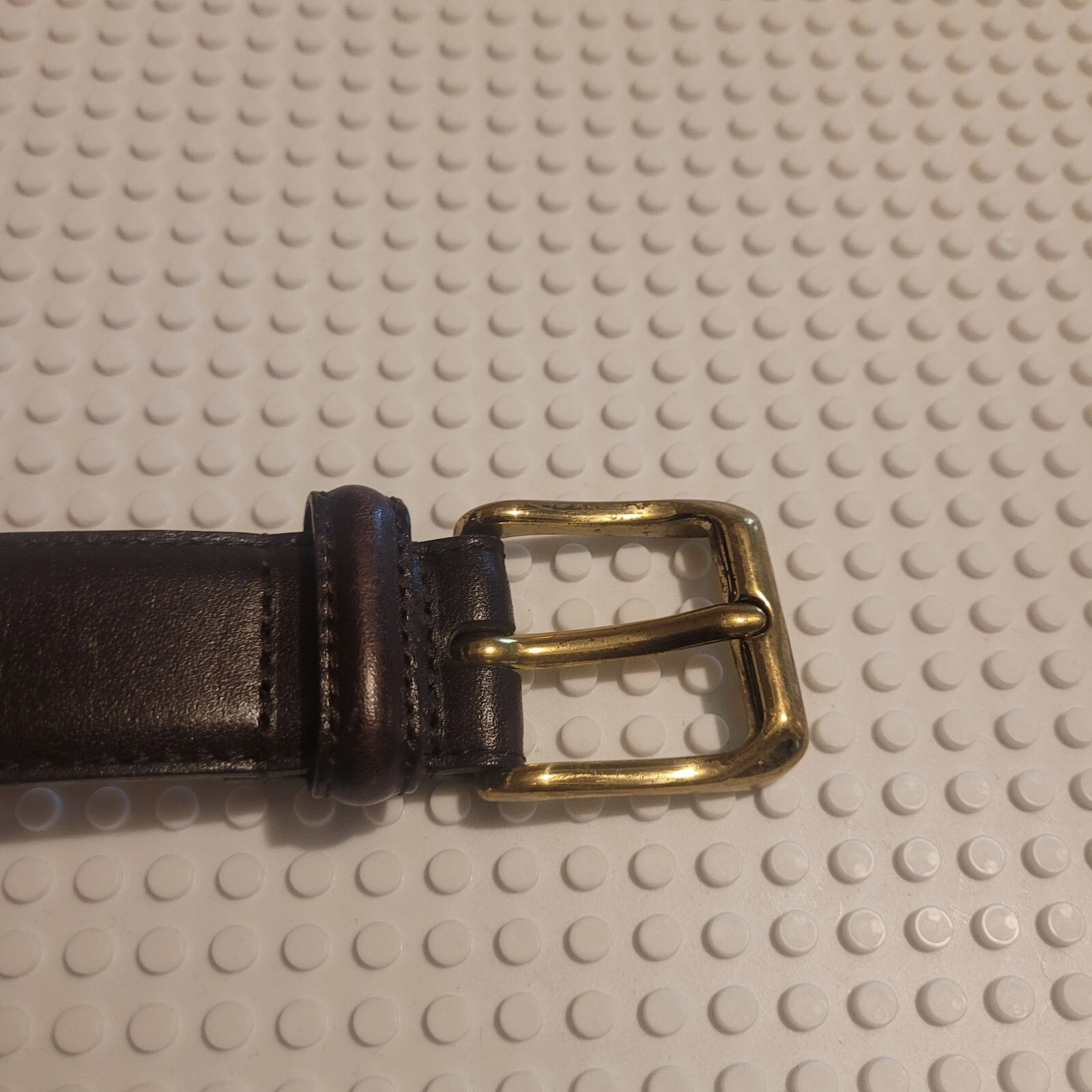 Cintura Coach nera in pelle bovina brunita fibbia in ottone massiccio misura 34