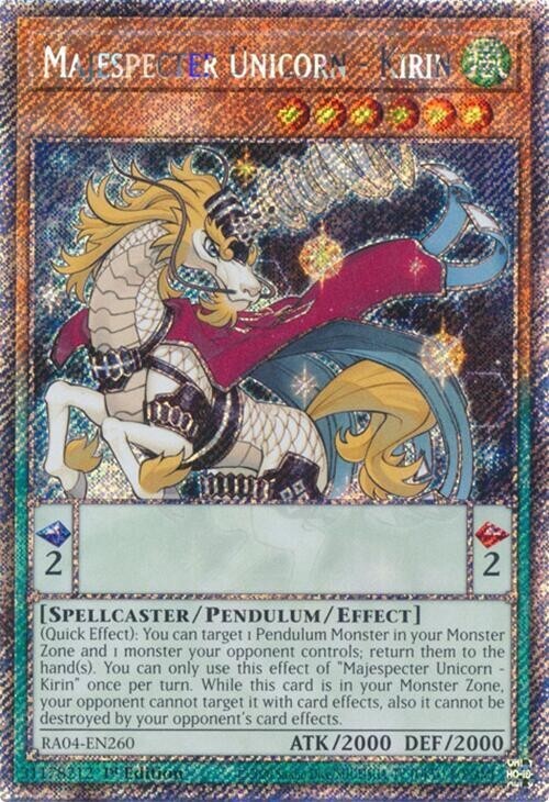 Majespecter Unicorn - Kirin (RA04-EN260) - Platinum Secret Rare