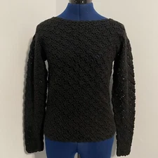 Vintage Sostanza Black Crochet Cotton Sweater Size M