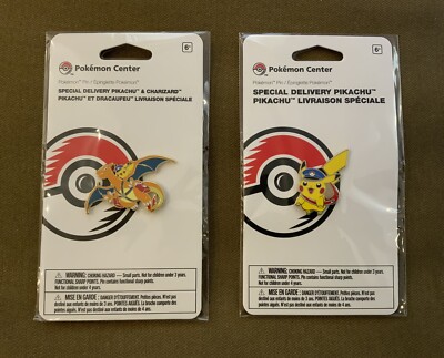 Special Delivery Pikachu & Pikachu/Charizard Pokemon Pin Set of 2 Pokemon Center