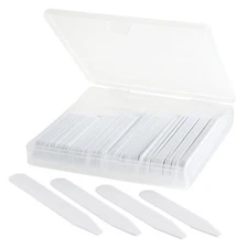 100 Plastic Collar Stays  for Men Shirts 4 Various Sizes In Clear Divided Box 