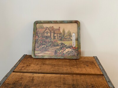 Metal Framed Cottage Themed Picture with Thermometer 10.25'' x 8.25''