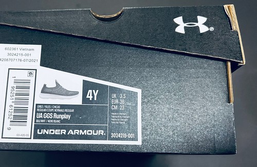 Under Armour UA GGS Runplay Black/Wht/Purple Slip On Girl's Sneakers-Sz 4 NIB - Picture 9 of 9