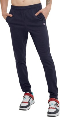 #ad Champion Men#x27;s NAVY LARGE Drawstring Joggers Jersey Graphic Pants 31quot; $20.00