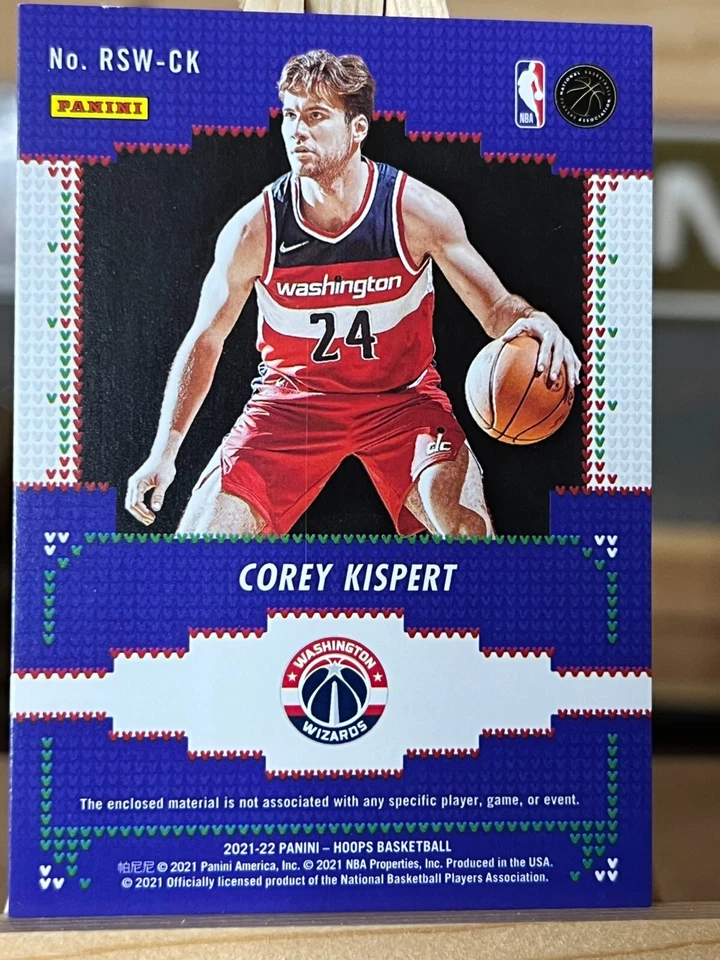 Corey Kispert 2021 Hoops Rookie Sweaters Patch Relic Wizards - Image 2 of 2