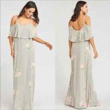 SHOW ME YOUR MUMU Women's Gray Floral CAITLIN Cold Shoulder Maxi Dress XXL