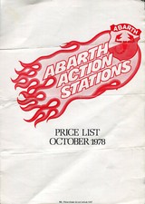 Abarth Auspuffanlagen und andere Teile komplettes Angebot und Pricee UK Markt 1978