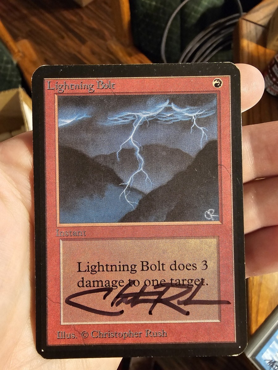 MTG (英)稲妻/Lightning Bolt (ALPHA版) BGS8.5 MTG Lightning Bolt Alpha Signed By Christopher Rush Vintage Magic