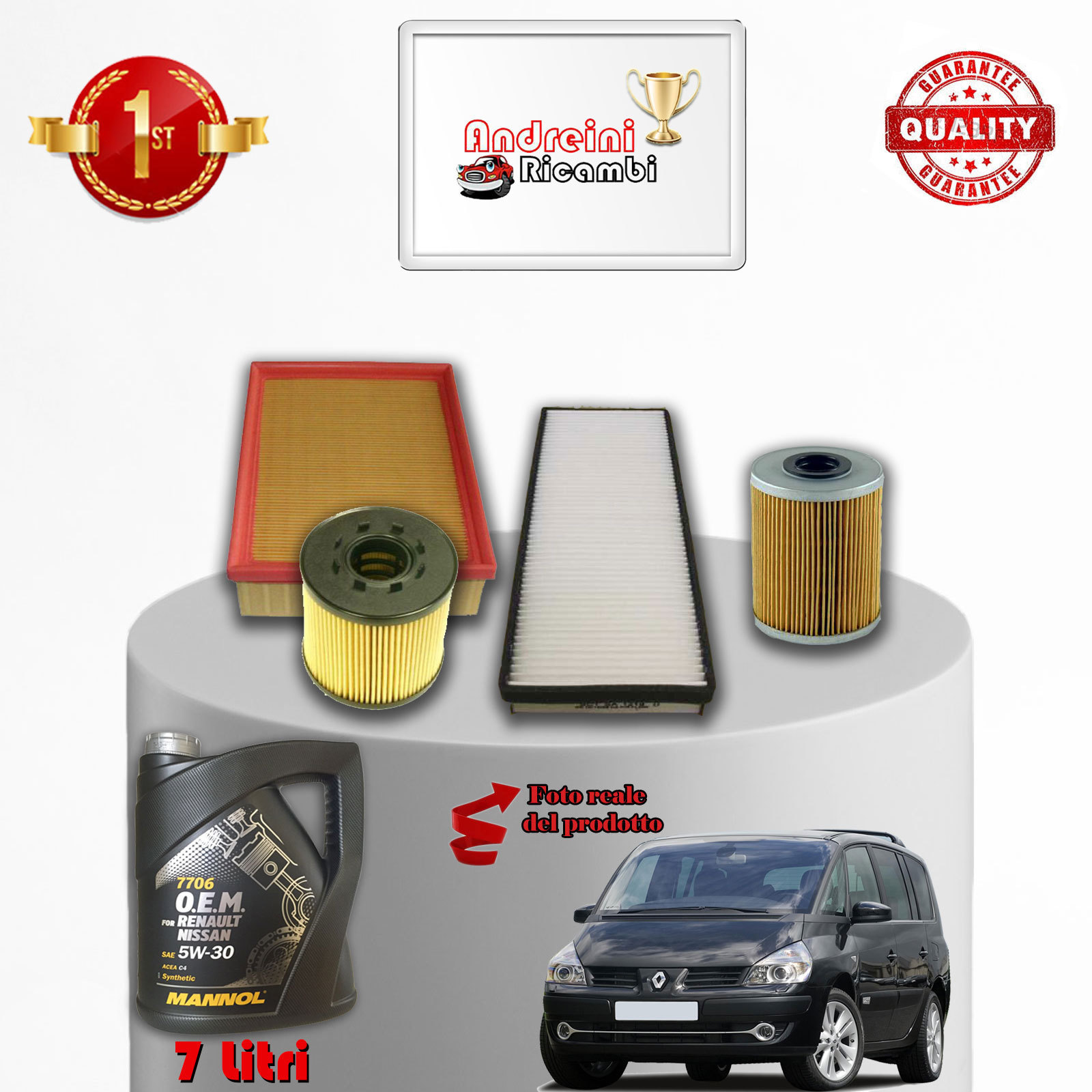 Kit Tagliando Filtri + Olio Per Nissan Qashqai 1.5 DCi 76KW 103CV (2007-2014) - 4 Filtri + 5L Olio - Foto 2