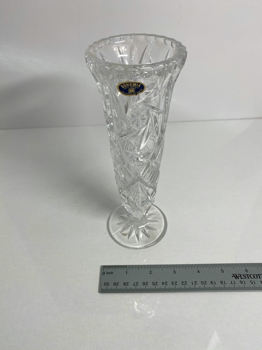 Crystal Glass Vase Bohemia Czech Republic 24% Lead Crystal