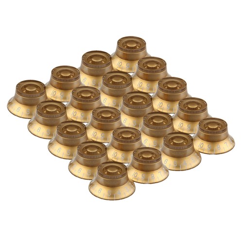 20 Pcs Top Hat Speed Control Knobs for Electric Guitar Parts Gold Left