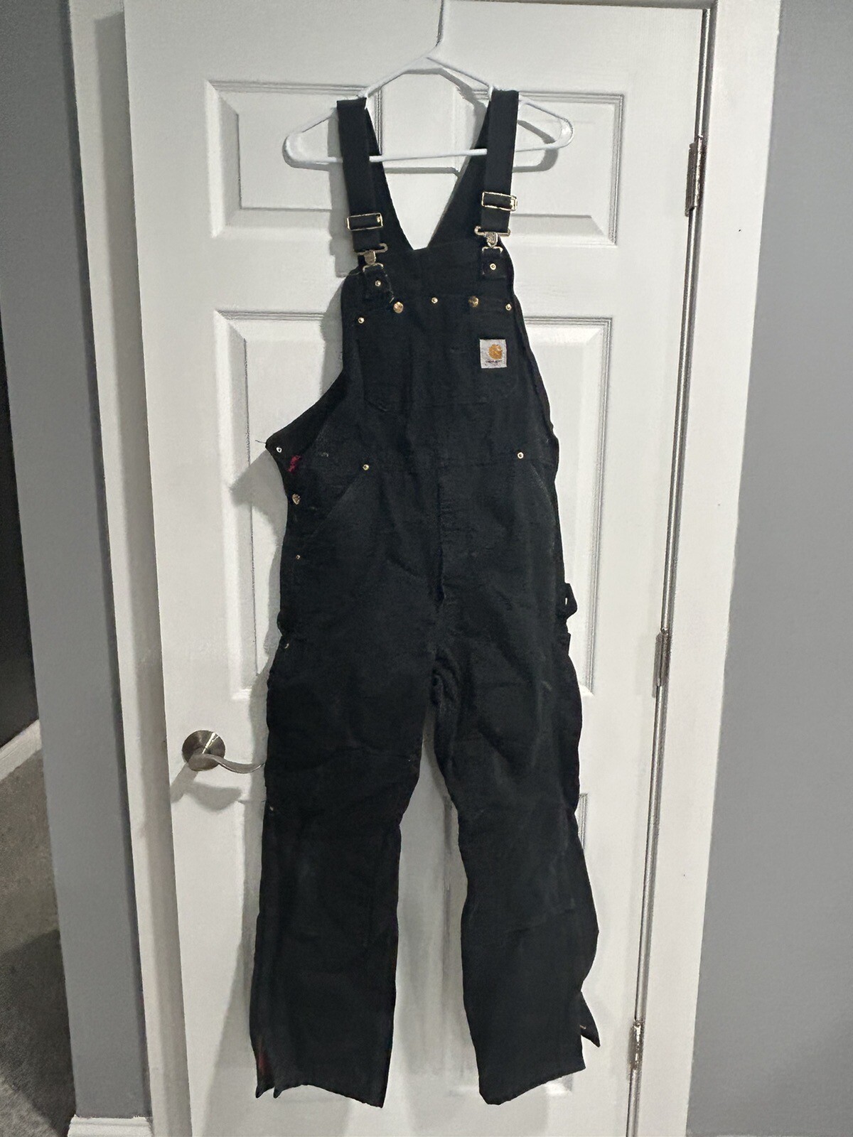 CARHARTT Black Canvas Bib Overalls RN 14806 36 X 32 Heavy Duty