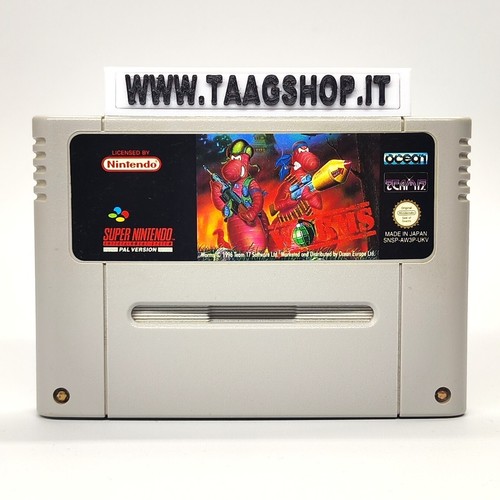 WORMS SUPER NINTENDO NES SNES PAL EUR UKV GIG IMPORT CIB etichetta OTTIMA - Foto 3 di 8