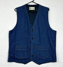 Vtg Levis Panatela Mens Vest Sportswear Denim Western Blue 1970s 45.5" Chest