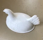 Vintage Milk Glass Hen on Nest Split Tail TOP ONLY Replacement