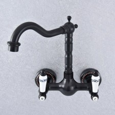 Black Oil Rubbed Brass Kitchen Faucet Bathroom Sink Mixer Tap Wall Mount ssf713