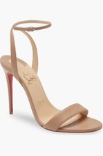 Christian Louboutin Loubigirl 100 Nude Nappa Ankle Strap Sandal Size 40 NWB