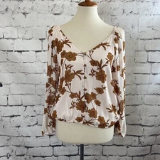 Sanctuary Blouse Womens Medium High Autumn Lightweight Long Sleeve Office