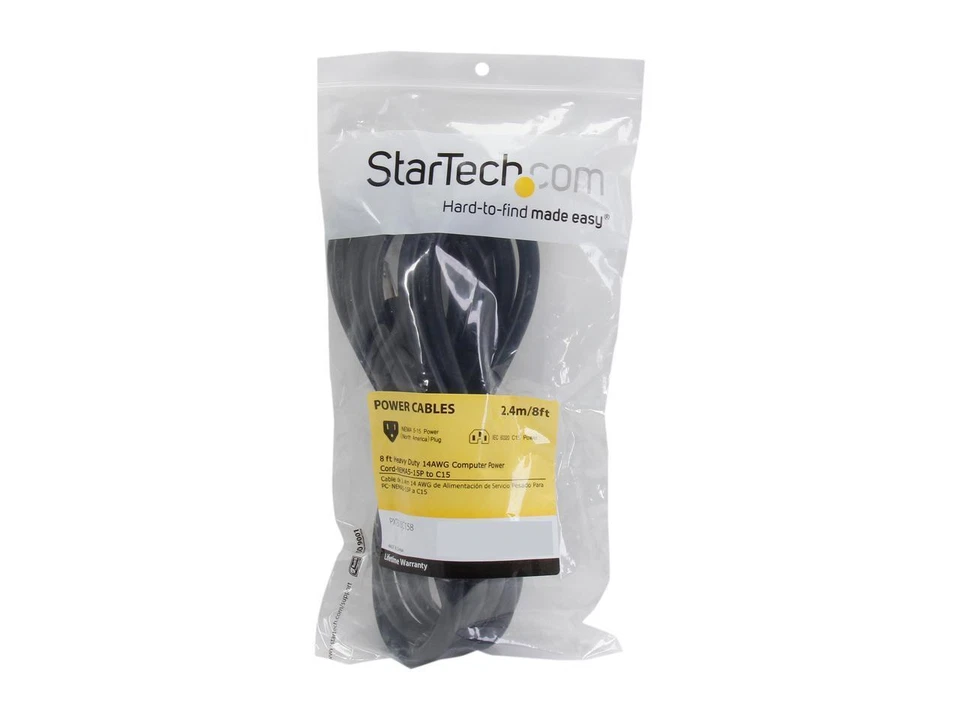 StarTech.com Model PXT515C158 8 ft. Black Heavy Duty 14 AWG Computer Power Cord - Image 3 of 3