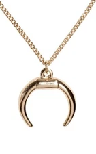 CRESCENT MOON Pendant NECKLACE Female Empowerment GOLD Tone 22cm Fine Chain