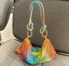 Multicolor Evening Clutch Shoulder Bag Rhinestone Crystal Wedding Party Handbag