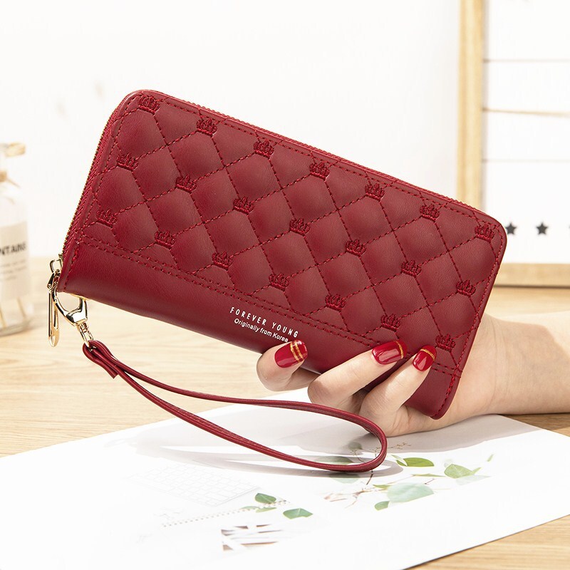 Women's Leather Handbag Long Clutch Bag Large-capacity Zipper
