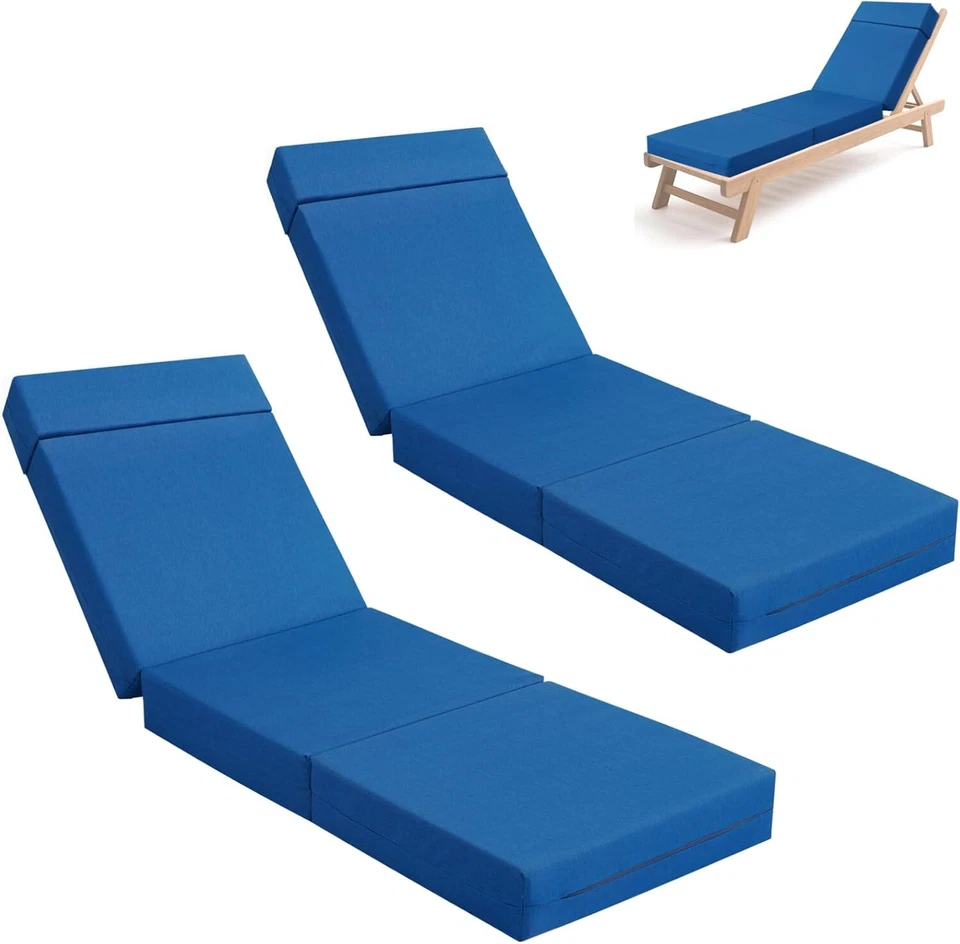 SUNYRISY 72"x21"x5" Chaise Lounge Cushions Set of 2 Waterproof Sun- Patio Pads - Image 3 of 4