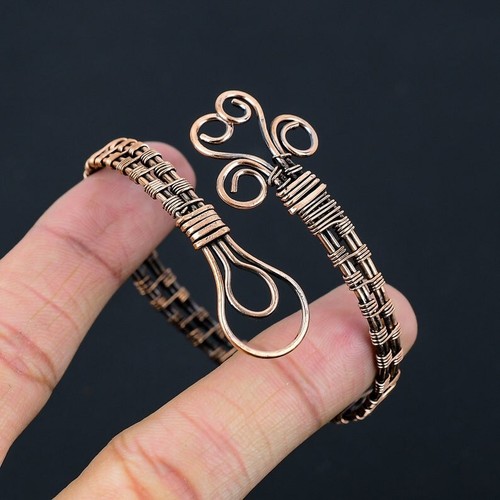 Braccialetto regolabile in filo di rame di design artigianale gioielli - Foto 3 di 4
