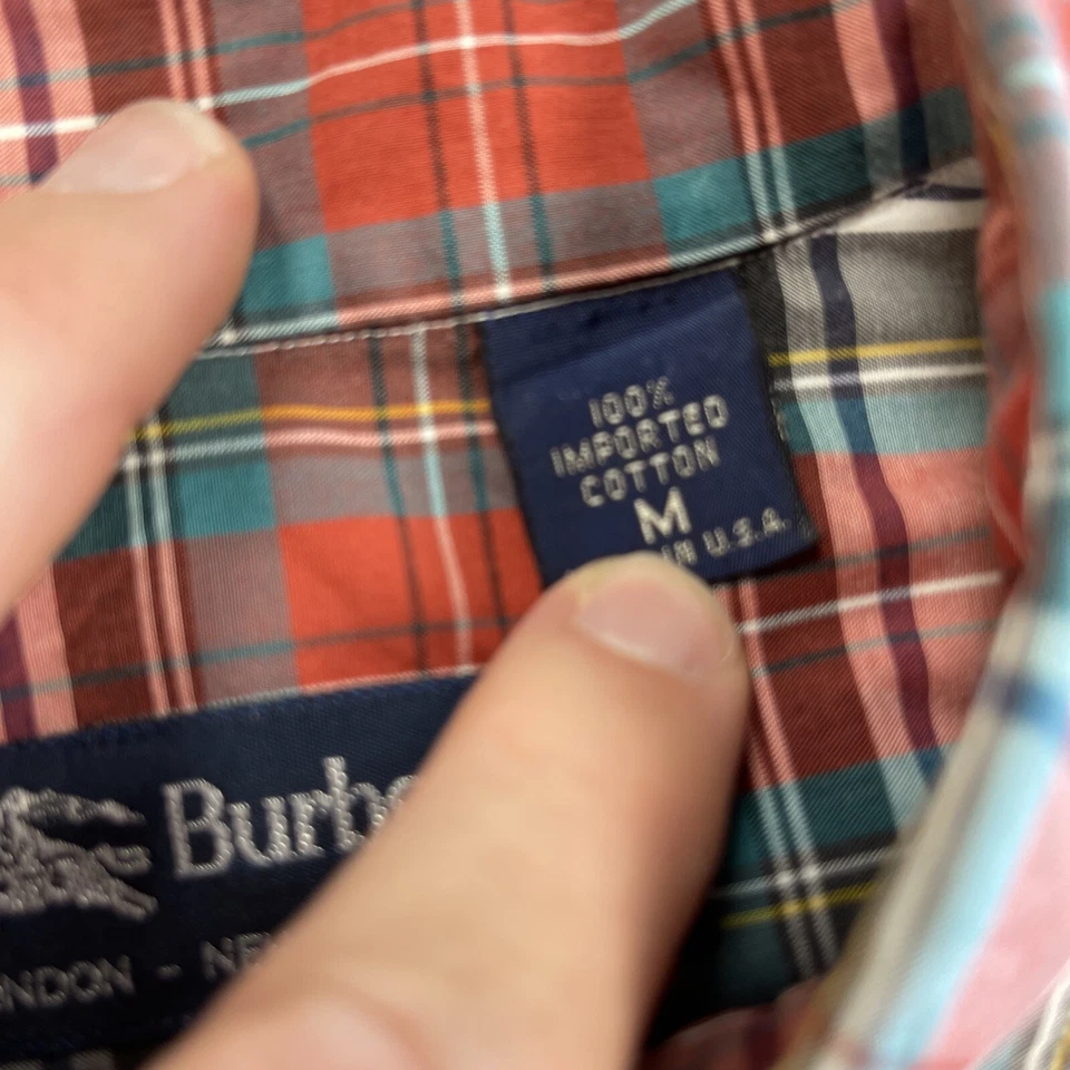 Para Hombres M Burberry London Nova Check 100% Algodón Importado Cuadros Abotonado EE. UU. Foto 3 de 4