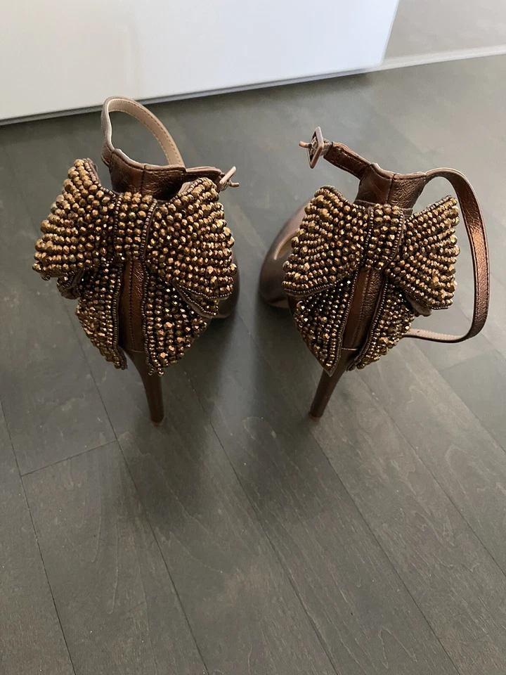 Zapatos de salón INC Concepts para mujer Kaison con moño de noche marrón metal cristal 7,5 Foto 3 de 4